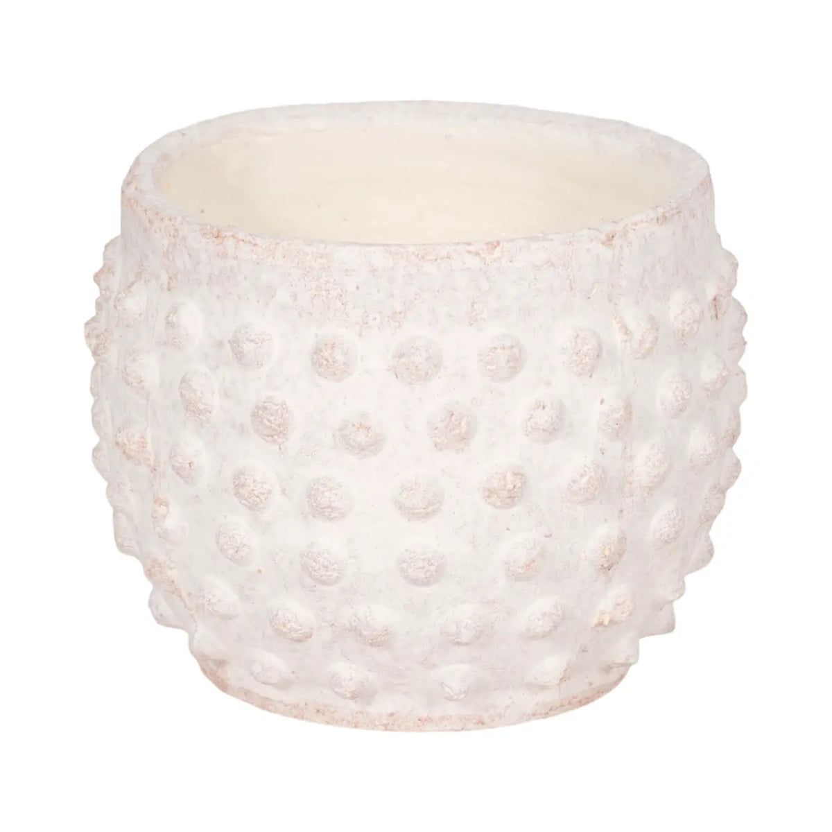 White terracotta round bubble rough finish