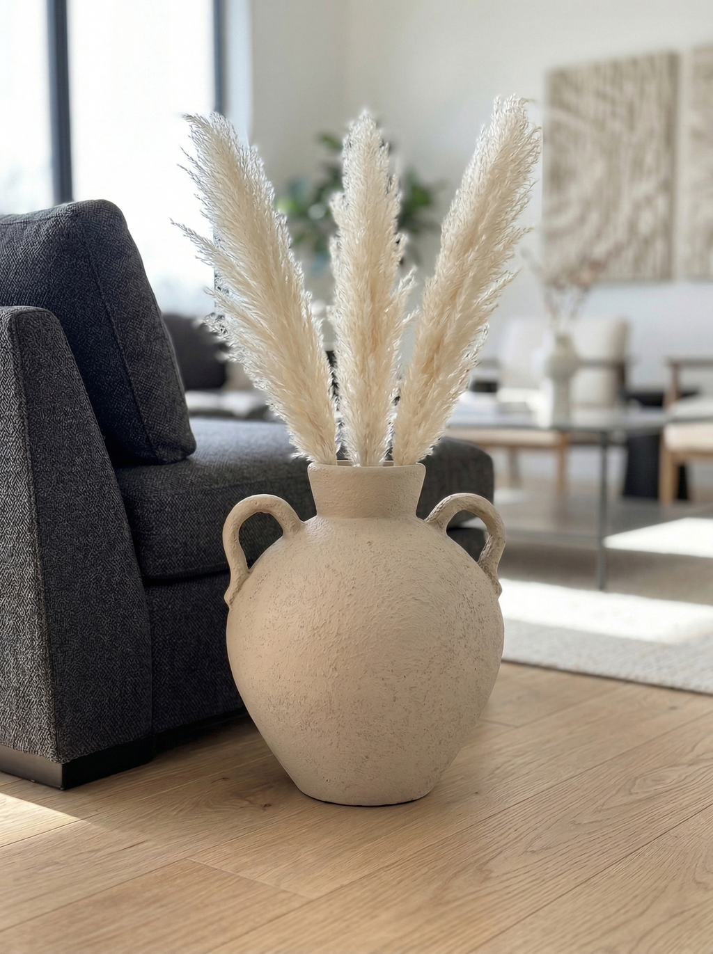 Ceramic amphora vase with two handles