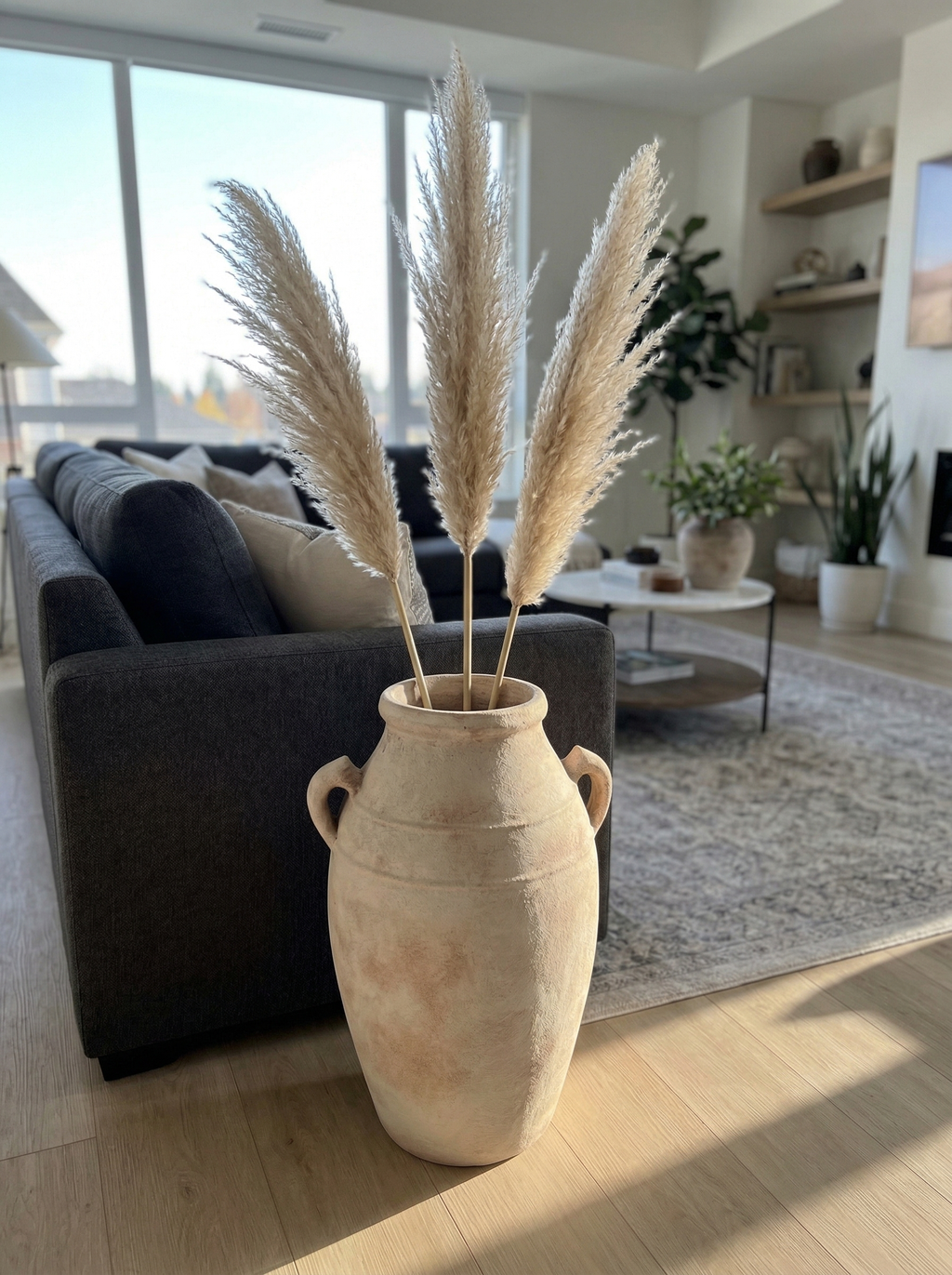 White ceramic weathered handled vase