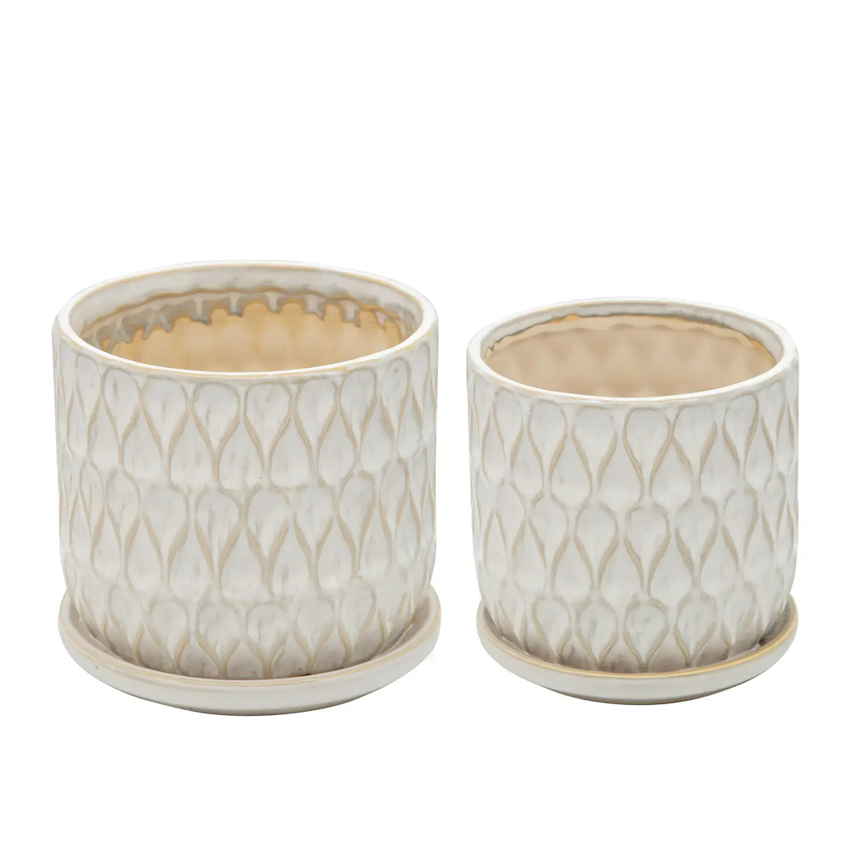 White ceramic teardrop saucer x2