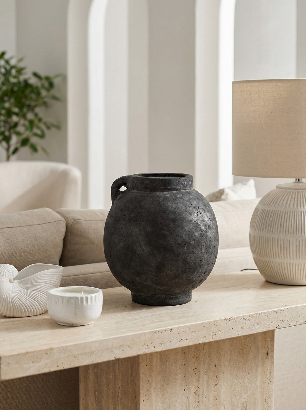 Ceramic abstract round bulbous vase
