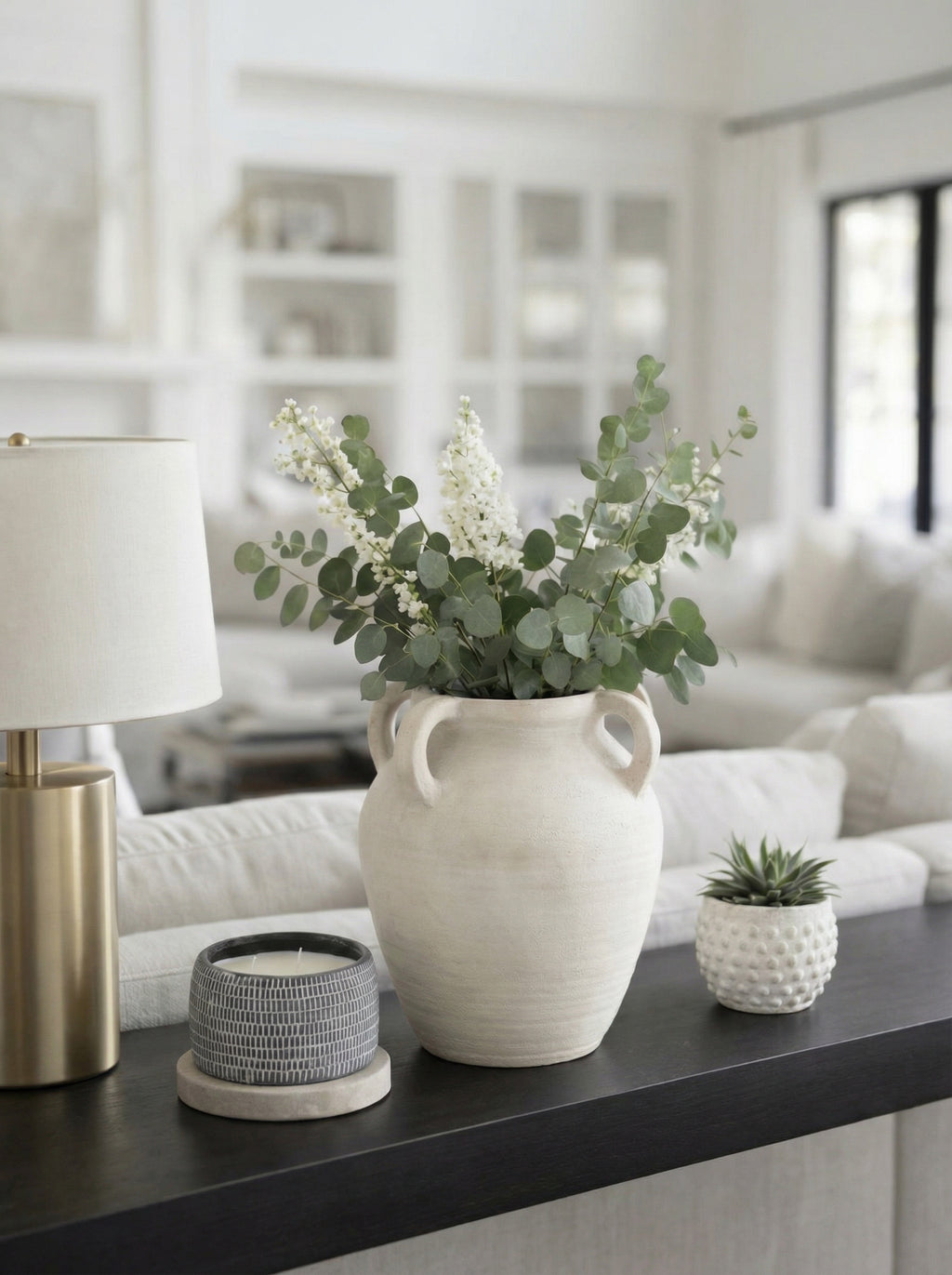 White modern pottery amphora vase