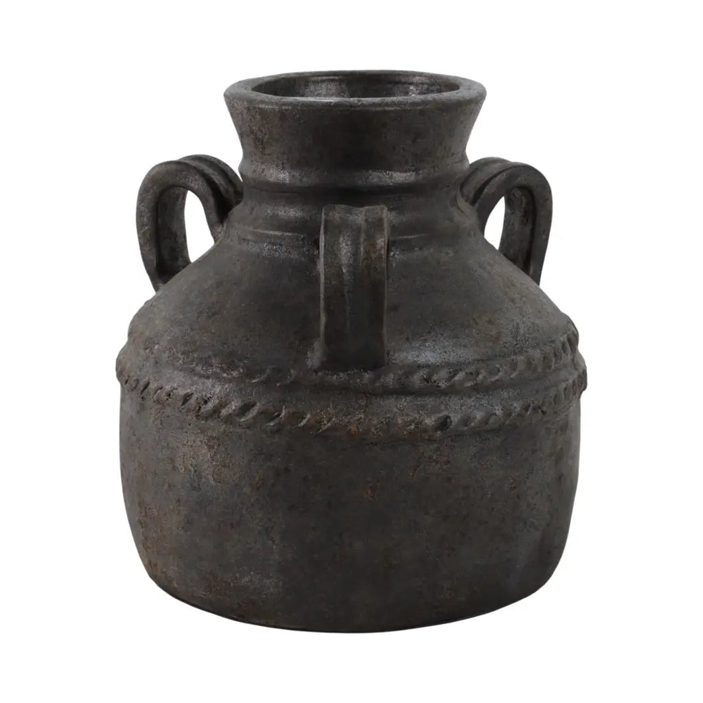 Terracotta amphora triple handle jug