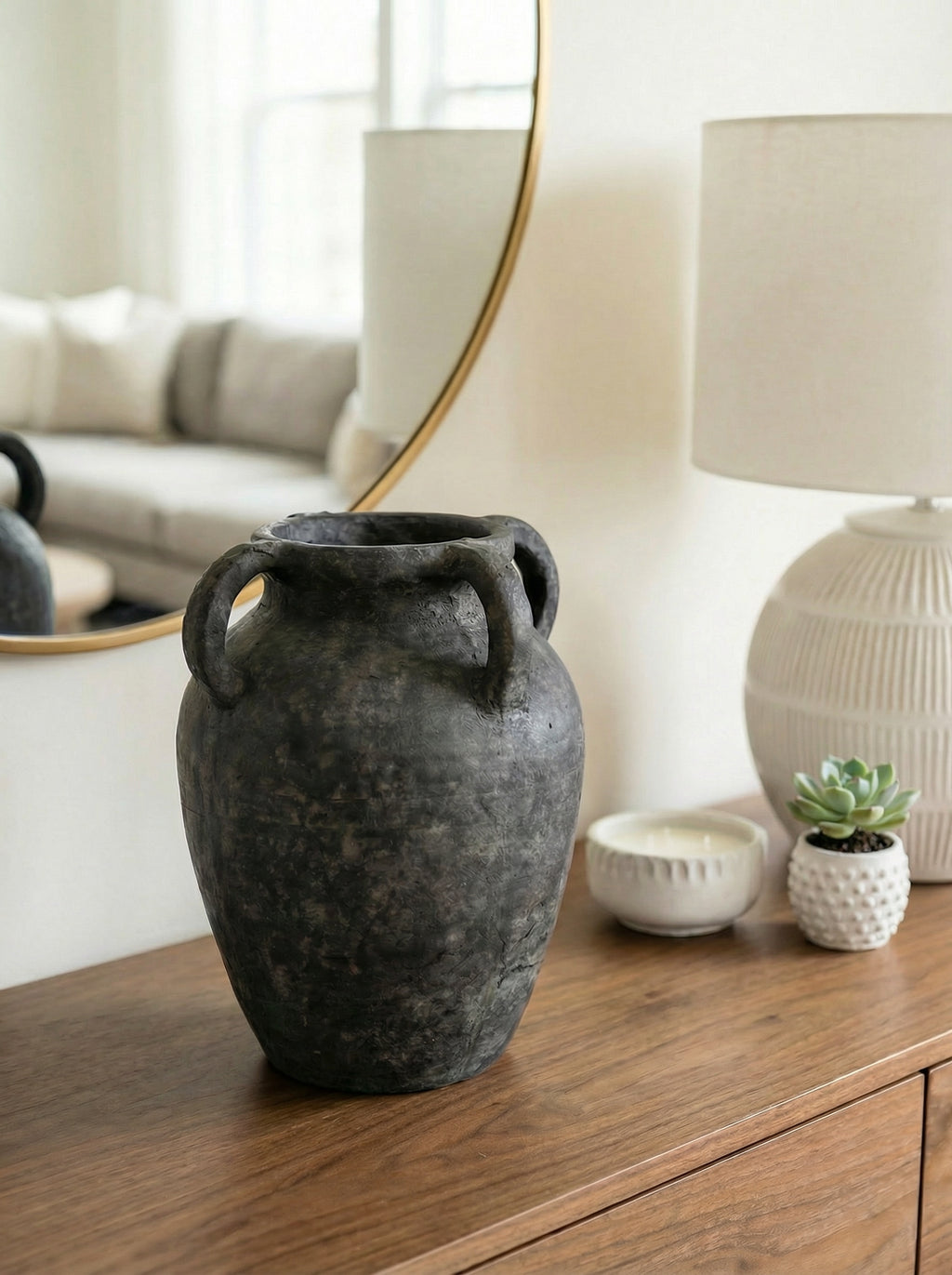 Modern pottery amphora multi-handle jug