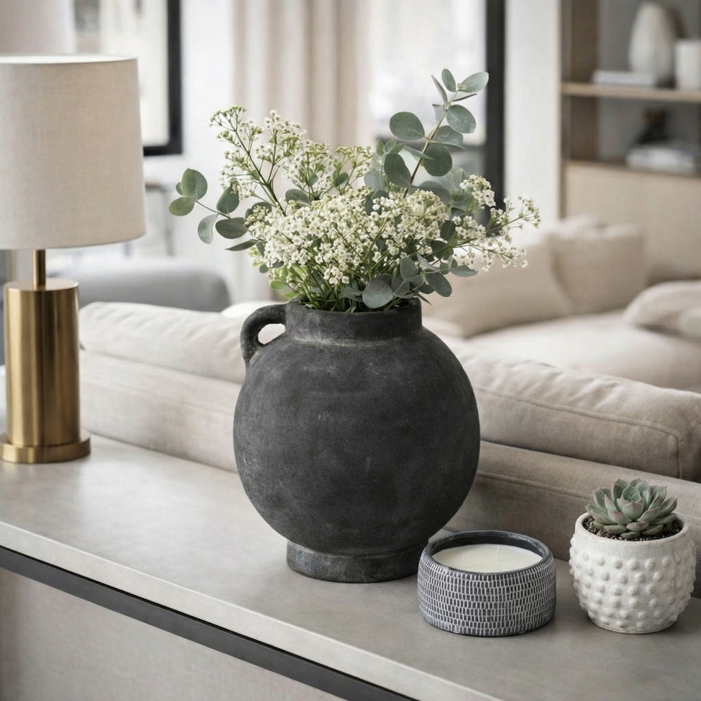 Ceramic abstract round bulbous vase