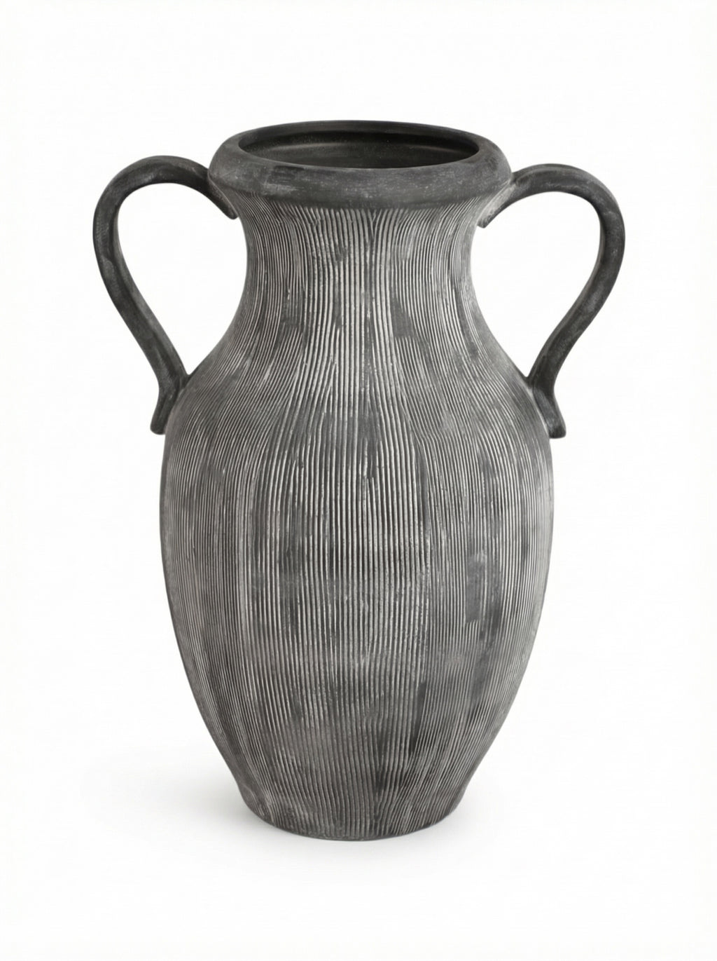 Ceramic ribbed texture weathered vase