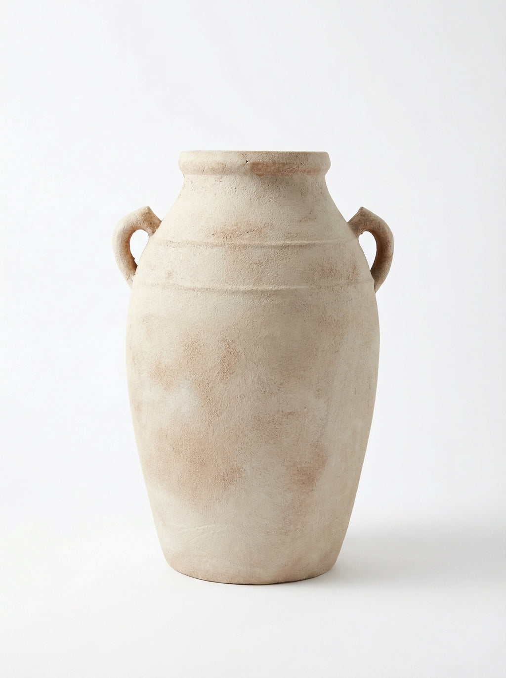 White ceramic weathered handled vase