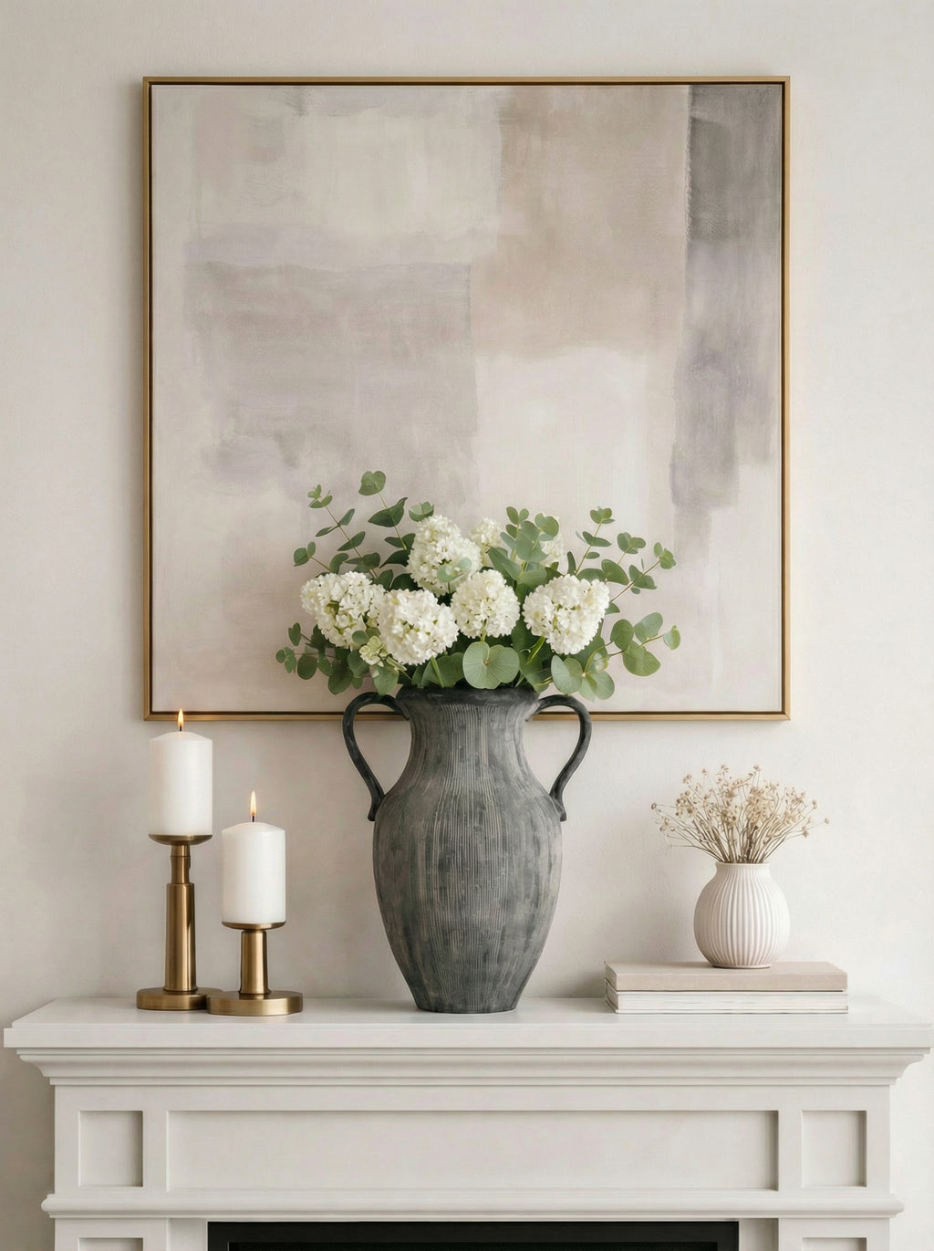 Ceramic ribbed texture weathered vase